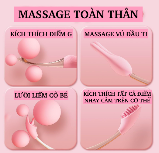 Thanh rung massage 2 đầu Jiuai Tanchun silicone ABS 3 đầu phụ kích thích điểm G